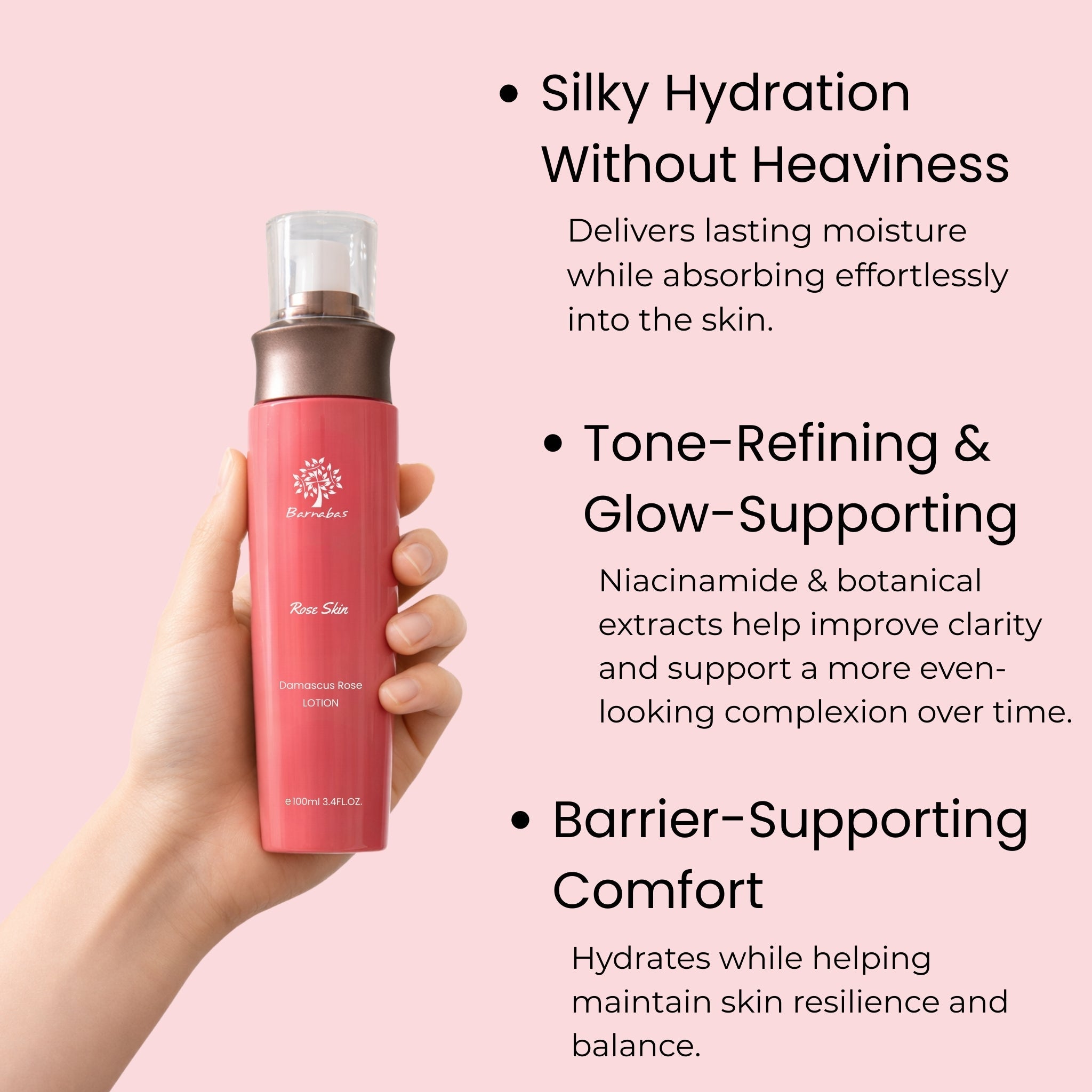 Damascus Rose Brightening Lotion Barnabas Skincare